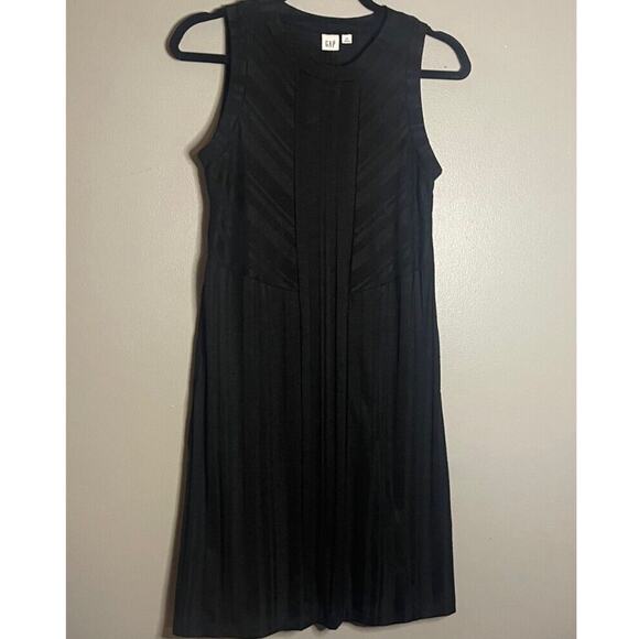 Gap Small Dress Black Lined Ribbed Sleeveless Panel Texture Above Knee Office - Picture 1 of 8